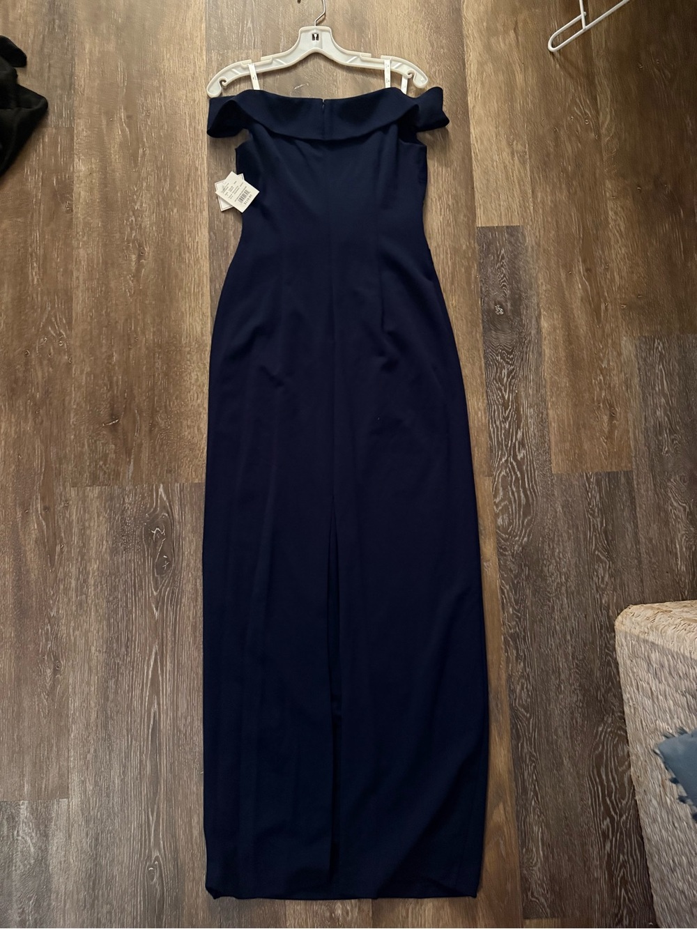 NWT David's Bridal Navy Off-Shoulder Formal Dress